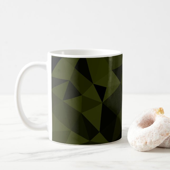 Mug Motif de maillage géométrique noir foncé de l'armé (Avec donut)