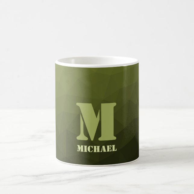Mug Motif de maille géométrique olive vert de l'armée  (Centre)