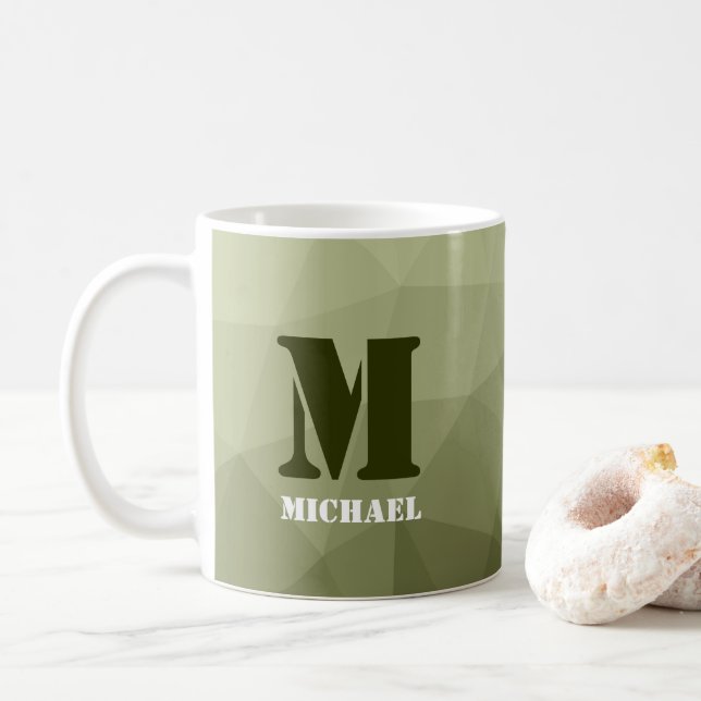 Mug Motif de maille géométrique vert clair de l'armée (Avec donut)