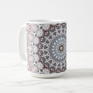 Mug Motif de mandala rose gris et blanc