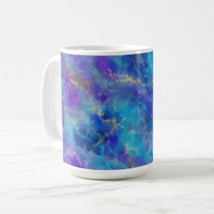 Mug Motif de marbre bleu, violet et or 