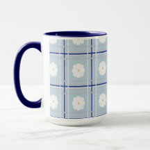 Motif de marguerite à carreaux bleus