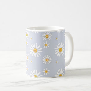 Mug Motif de marguerite blanche sur gris doux