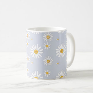 Mug Motif de marguerite blanche sur gris doux