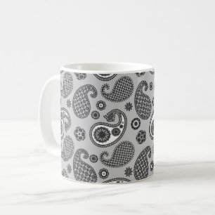 Mug Motif de marguerite, gris, noir et blanc