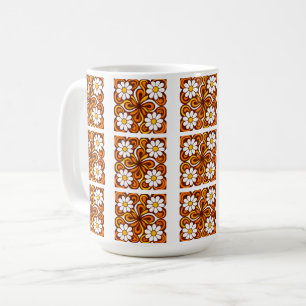 Mug Motif de marguerite orange des années 70
