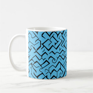 Mug Motif de méandre bleu clair   Maze moderne