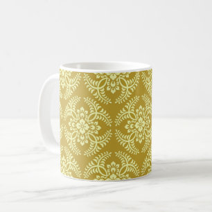 Mug Motif de médaillon japonais, jaune moutarde