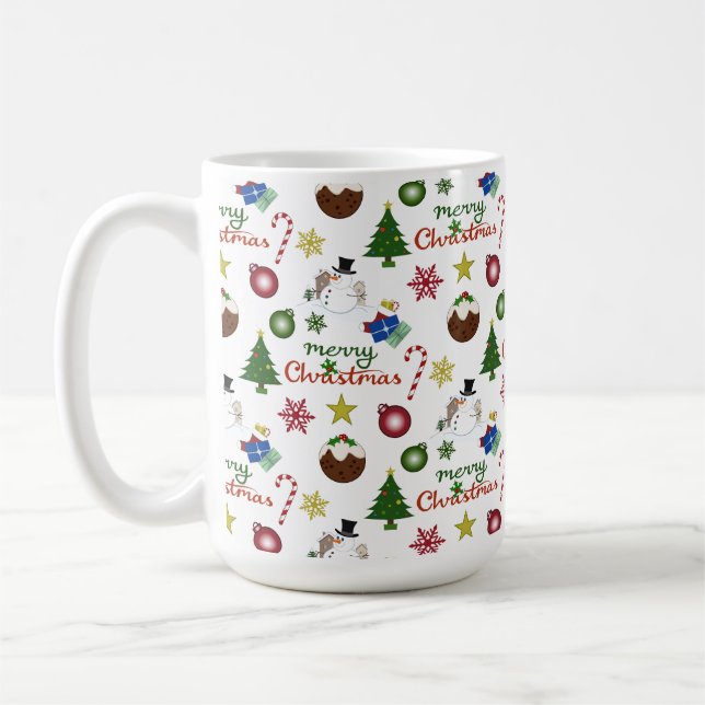 Mug Motif de mélange d'illustrations de Noël (Gauche)
