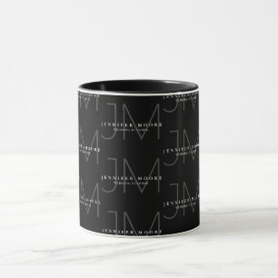 Mug Motif de monogramme noir et blanc professionnel