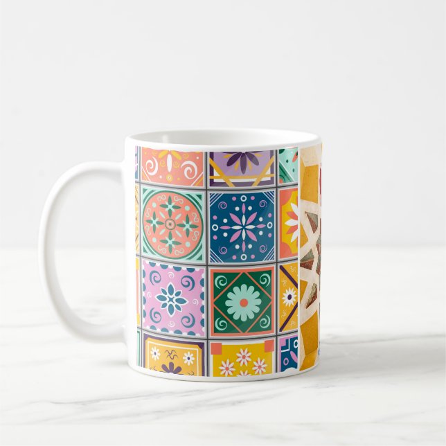 Mug Motif de mosaïque bleu et jaune Zellij (Gauche)