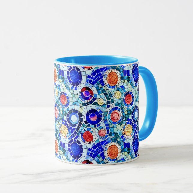 Mug Motif de mosaïque multicolore inspiré par Gaudi (Devant droit)