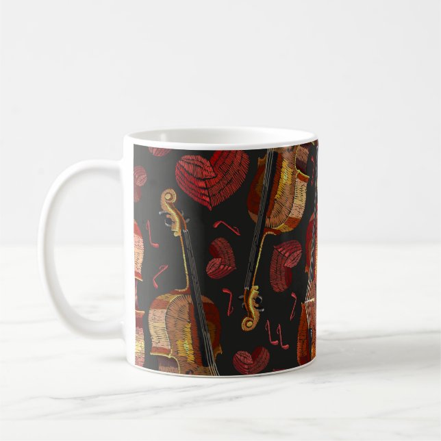 Mug Motif de musique violon Red Heart (Gauche)