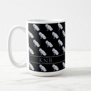 Mug Motif de Noël à monogramme renard arctique aquarel