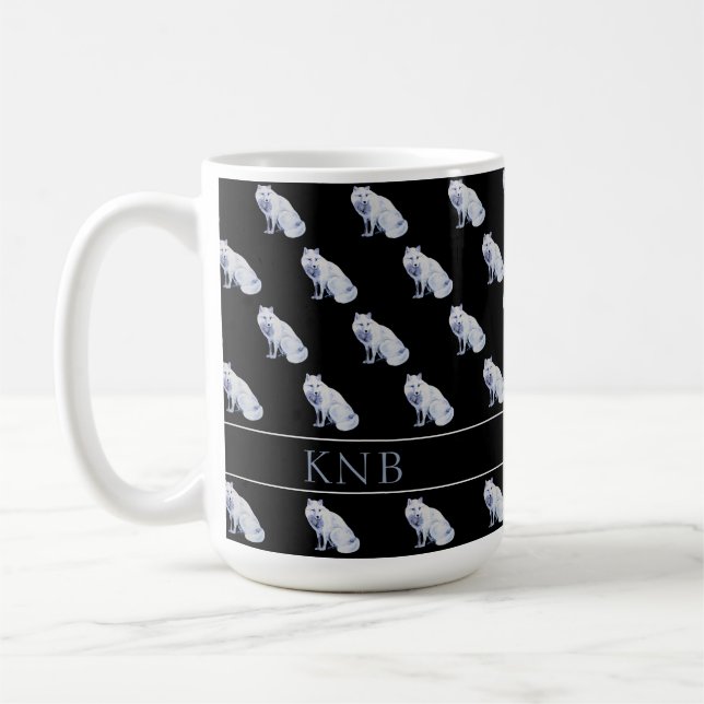 Mug Motif de Noël à monogramme renard arctique aquarel (Gauche)