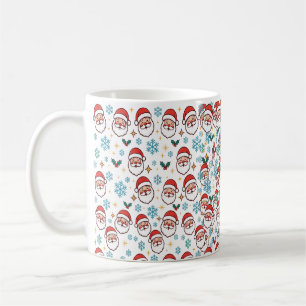 Mug Motif de Noël aux visages de Père Noël rétro