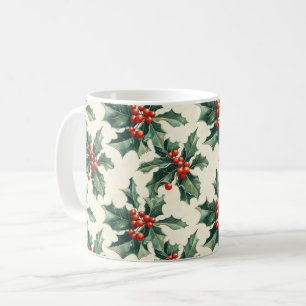Mug Motif de Noël avec Holly Feuilles et Red Berry