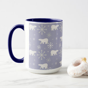 Mug Motif de Noël avec ours polaires et flocons de nei