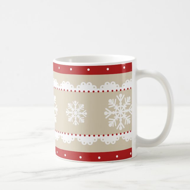 Mug Motif de Noël blanc rouge crème élégant (Droite)