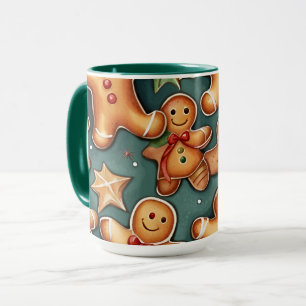Mug Motif de Noël brun de gingembre souriant