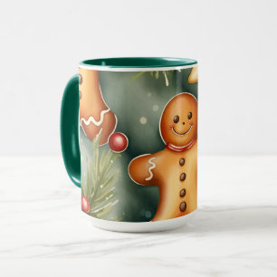 Mug Motif de Noël brun de gingembre souriant