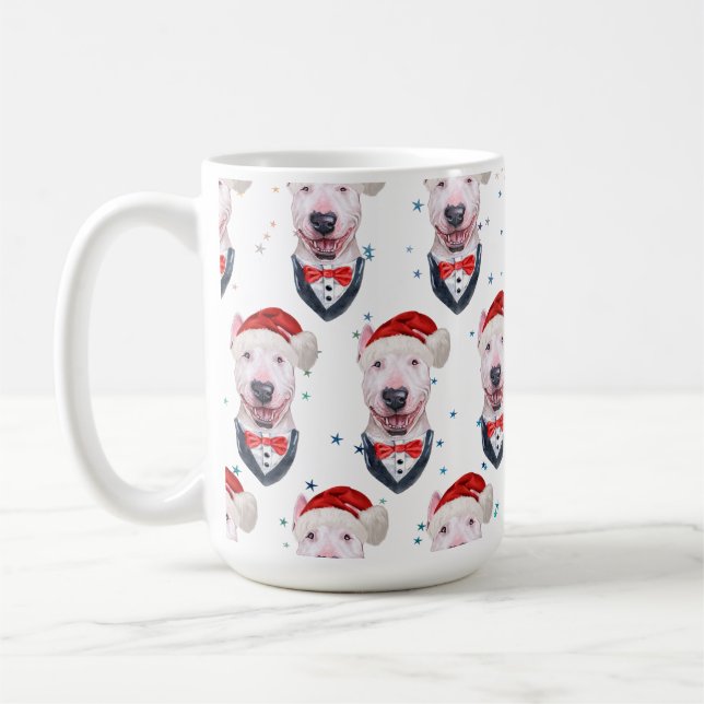 Mug Motif de Noël de chien Bull Terrier mignon (Gauche)