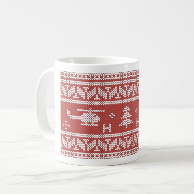 Mug Motif de Noël d'Hélicoptère Aviation (Devant gauche)
