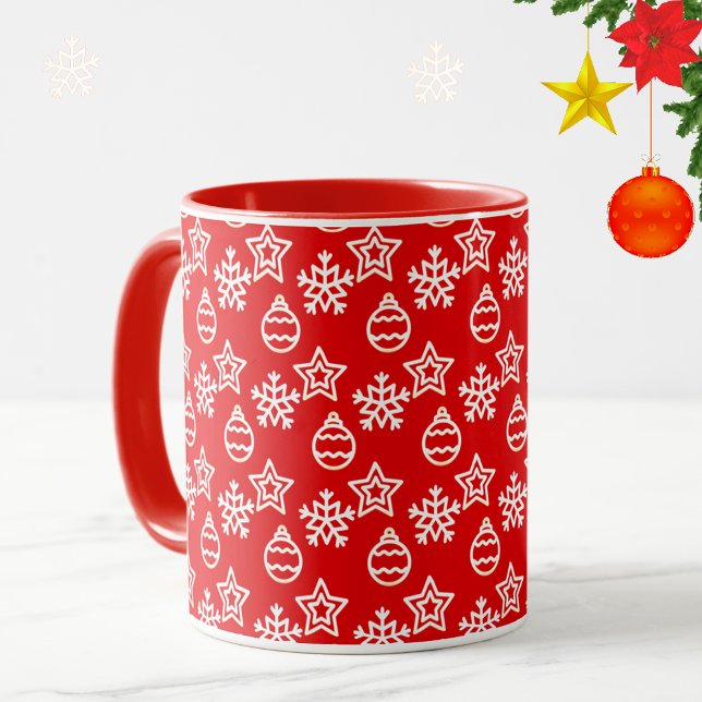 Mug Motif de Noël élégant sur fond rouge (Créateur téléchargé)
