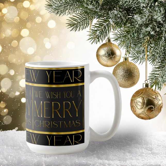 Mug Motif de Noël en or noir #35b ID1009 (Créateur téléchargé)