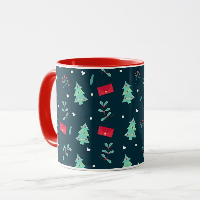 Mug Motif de Noël festif en rouge et vert (Devant gauche)