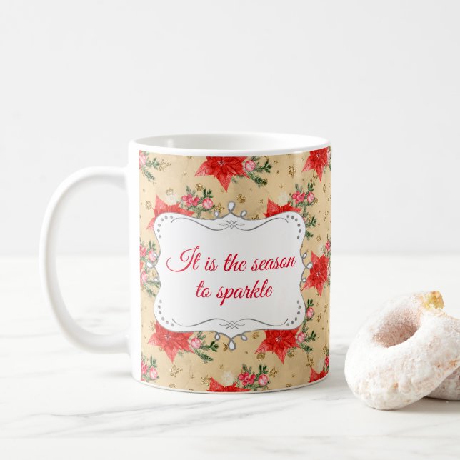 Mug Motif de Noël floral personnalisé (Avec donut)
