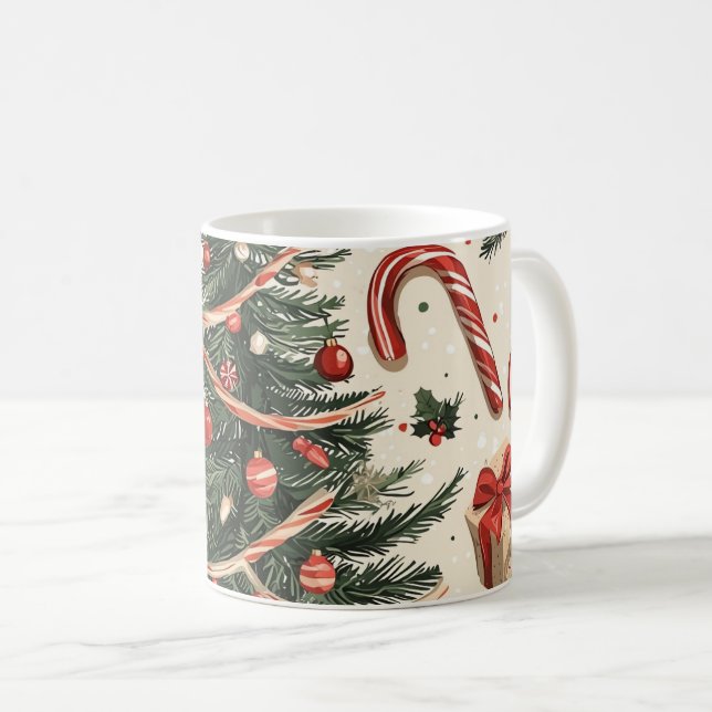 Mug Motif de Noël floral Poinsettia (4) (Devant droit)