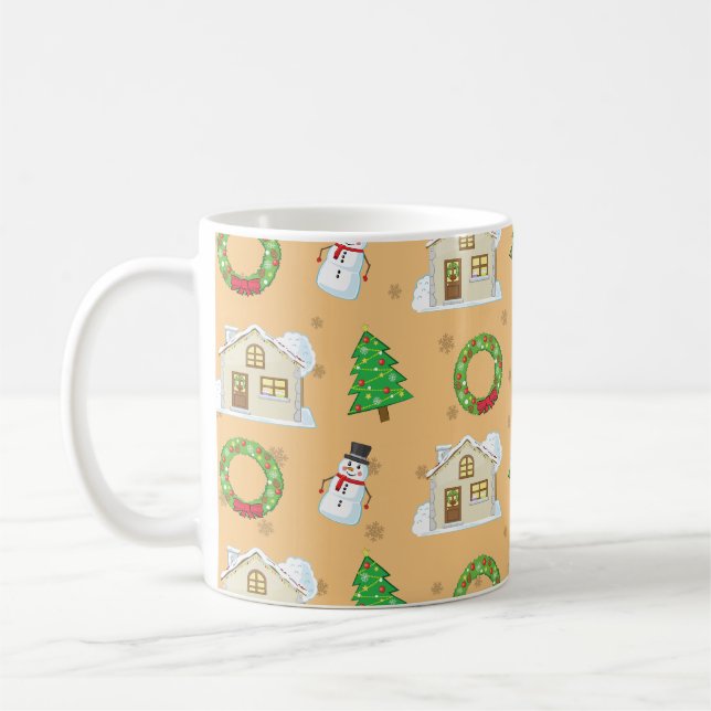 Mug Motif de Noël - Fond marron  (Gauche)
