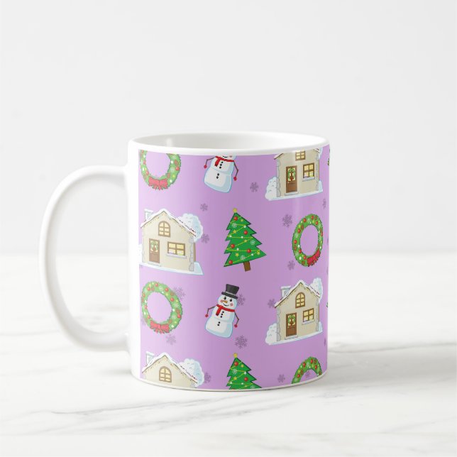 Mug Motif de Noël - Fond Violet  (Gauche)