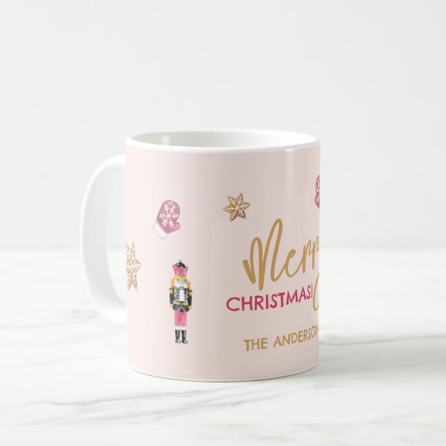 Mug Motif de Noël moderne Pastel Pink (Devant gauche)