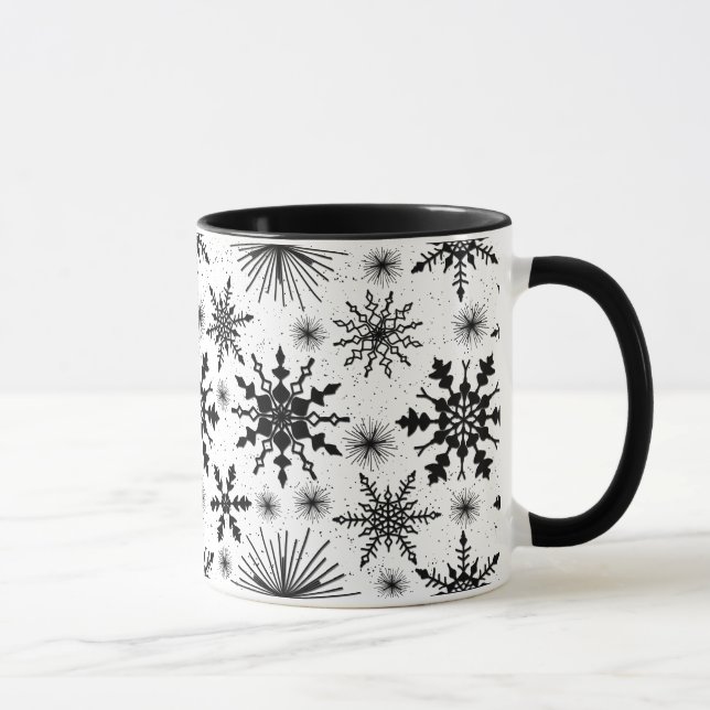 Mug Motif de Noël Noir et Blanc (Droite)