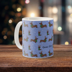Mug Motif de Noël personnalisé Dachshund Reindeer