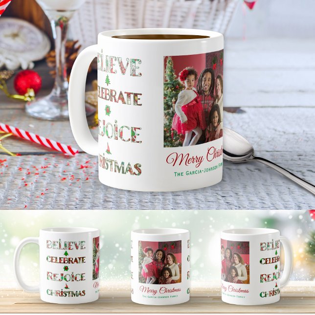 Mug Motif de Noël Rouge Vert Mignon (Créateur téléchargé)
