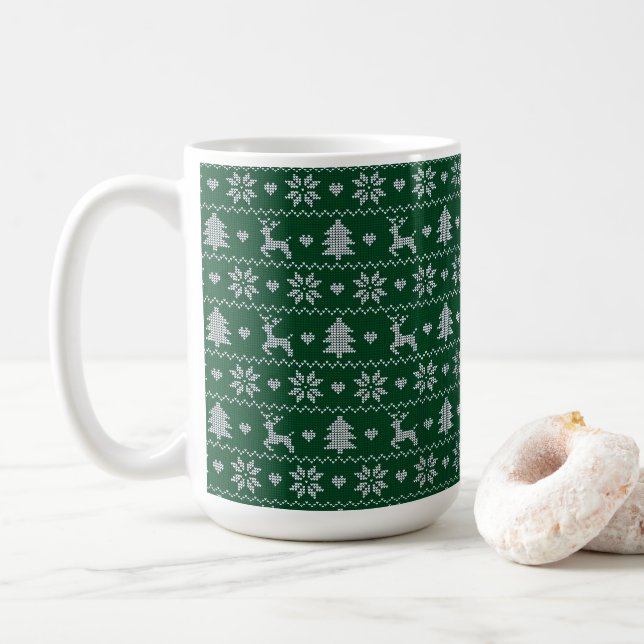 Mug Motif de Noël tricoté sans couture (Avec donut)