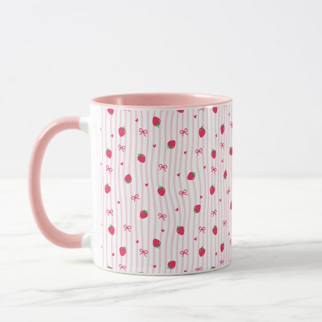 Mug Motif de nœud papillon cœur de fraise  (Gauche)