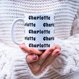 Mug Motif de nom blanc noir