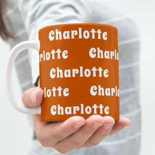 Mug Motif de nom orange brûlé