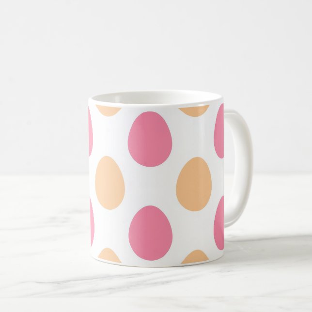 Mug Motif de œufs de Pâques pastel rose pêche (Devant droit)