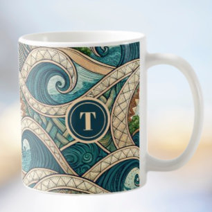 Mug Motif de palmiers à vagues tropicales polynésienne