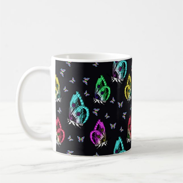 Mug Motif de papillon noir coloré (Gauche)