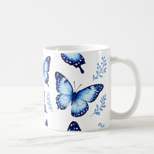 Mug Motif de papillons bleus (Droite)