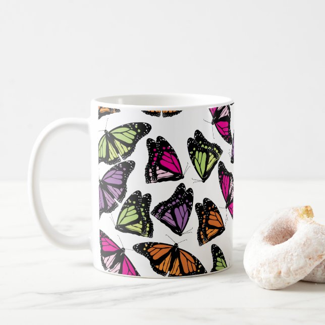 Mug Motif de papillons colorés (Avec donut)