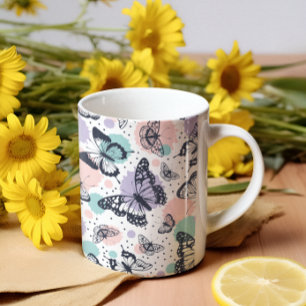Mug Motif de papillons colorés rétro.