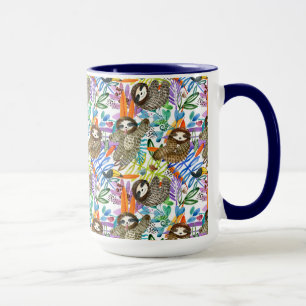 Mug Motif de paresse d'aquarelle de bande dessinée