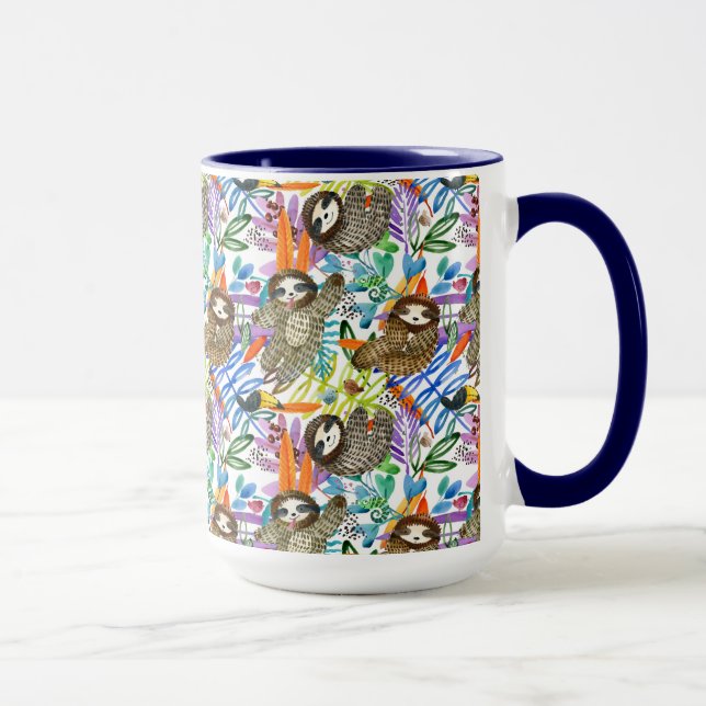 Mug Motif de paresse d'aquarelle de bande dessinée (Droite)